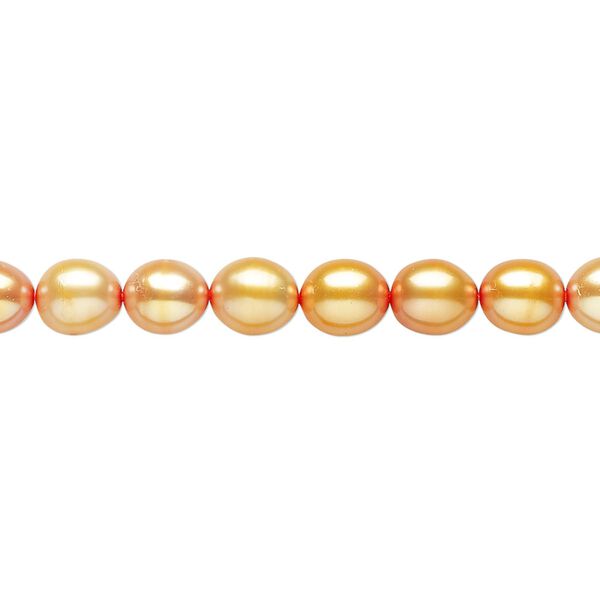 Pearl 1pkg1 cultured freshwater, 5-6mm rice C grade, 15 inch dyed dark golden rod image number 0