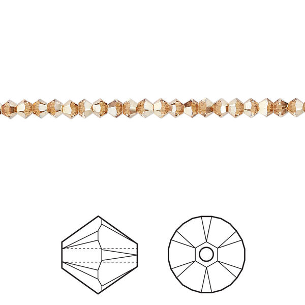 Bead 48pk crystal metallic sunshine, Crystal Passions® 3mm bicone 5328 image number 0