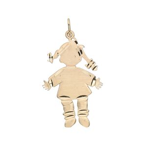 Charm, 14Kt gold, 26x18mm engraveable girl. Sold individually.