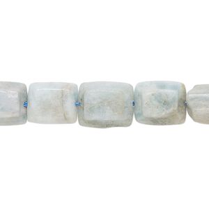 Aquamarine 1pkg1, puffed rectangle bead 15 inch 10x8mm-12x11mm