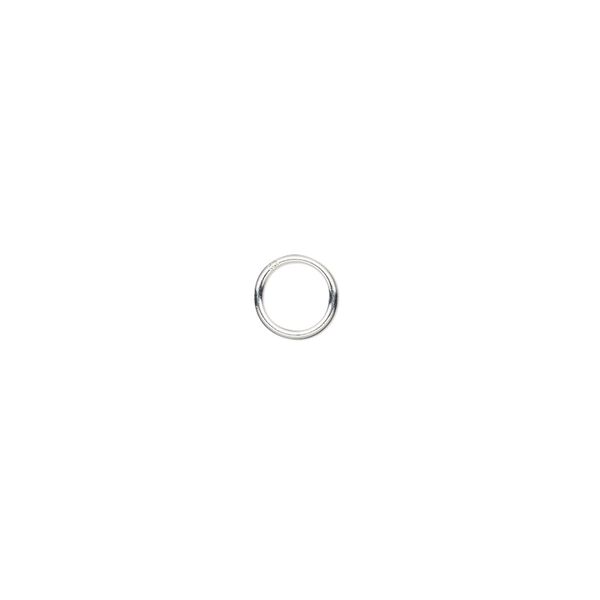 Jump ring, sterling silver, 6mm soldered round, 4.6mm inside diameter, 21 gauge. Sold per pkg of 20. image number 0