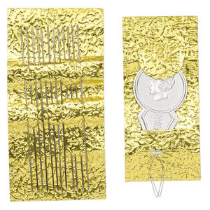 Needle, Beadalon&reg;, steel and aluminum, #10 hard with 0.62mm eye width, 2 inches with (2) threaders. Sold per 14-piece set.