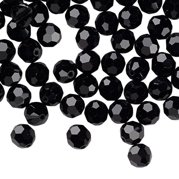 Bead 24pk jet, Preciosa Czech crystal 6mm round image number 0