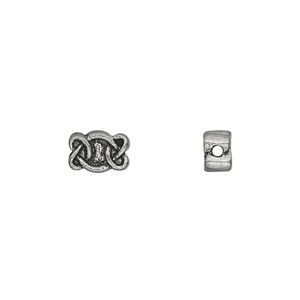 Bead, pewter (tin-based alloy), pkg/1, antiqued, 9x6mm Celtic knot.