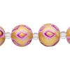 Bead, glass 1pkg8, gold / pink / red, 14mm hand-painted round. image number 0