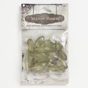 Bead mix, acrylic, transparent olive green, 6mm-36x13mm faceted double cone / faceted barrel / twisted oval. Sold per pkg of 27.