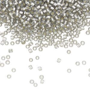 Seed bead, TOHO BEADS®, glass, pkg/7.5g, #11 round, translucent silver-lined frosted black diamond (TR-11-29AF).