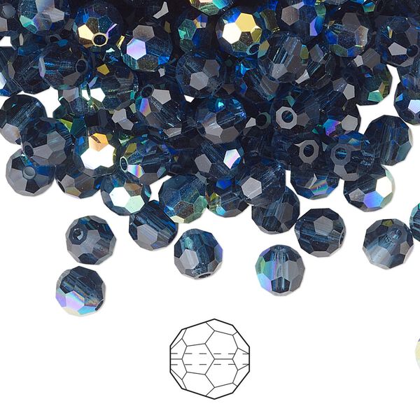 Bead 144pk Montana AB, Preciosa Czech crystal 5mm round image number 0