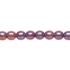 Bead, Czech glass druk, opaque light rosaline nebula, 6mm round. Sold per 15-1/2" to 16" strand.