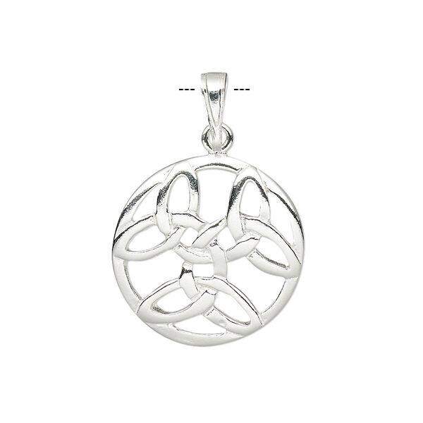 Pendant, Everyday Jewelry, sterling silver, 20mm single-sided round with Celtic knot design. Sold individually. image number 0