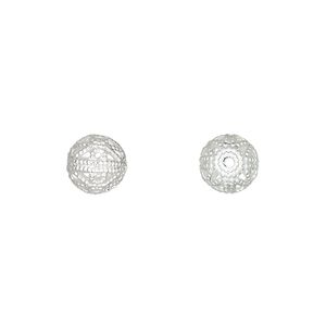 Bead, silver-plated brass, 8mm filigree round. Sold per pkg of 100.