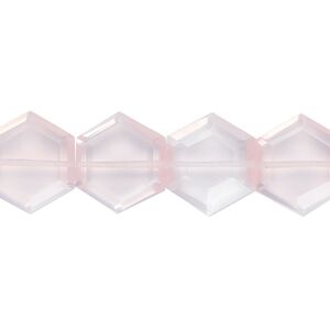 Rose quartz 1pkg10, hand-cut faceted hexagon bead natural 13x12mm