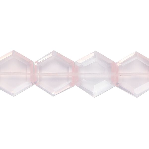 Rose quartz 1pkg10, hand-cut faceted hexagon bead natural 13x12mm image number 0