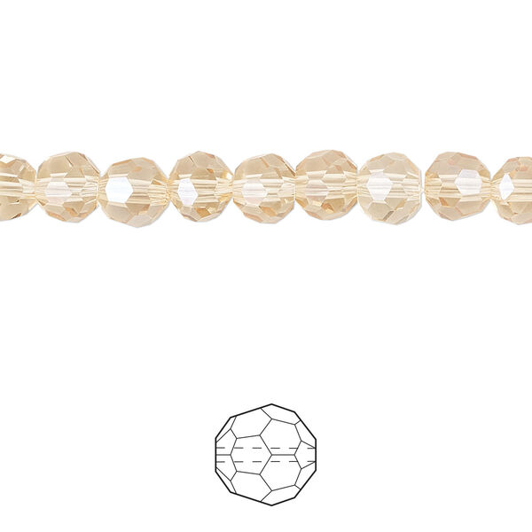 Bead 144pk translucent crystal golden shadow, Celestial Crystal® 6mm round image number 0