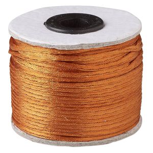 Cord, Satinique™, satin, copper, 1mm. Sold per 200-foot spool.