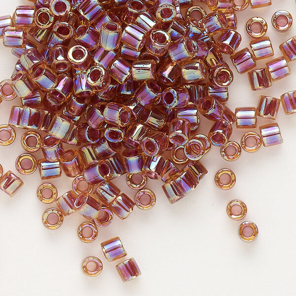 Seed bead, Delica®, glass, pkg/250g, #8 round, translucent berry-lined rainbow light topaz (DBL-0088). image number 0