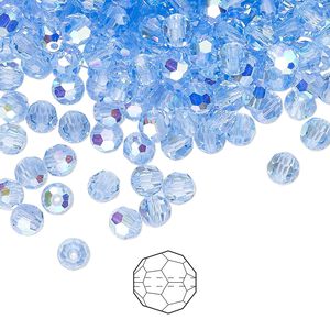 Bead 144pk light sapphire AB, Preciosa Czech crystal 4mm round