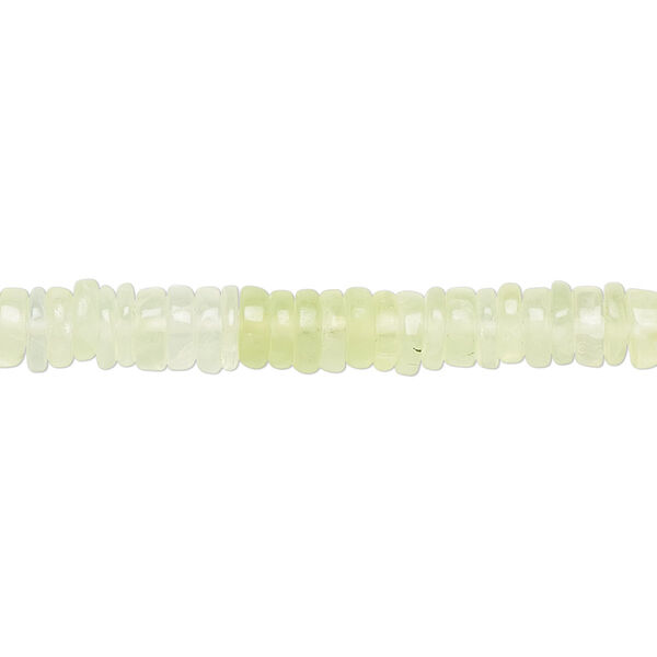Bead, prehnite (natural), transparent shaded, 4x1mm-6x3mm hand-cut rondelle, B grade, Mohs hardness 6 to 6-1/2. Sold per 8-inch strand, approximately 90-100 beads. image number 0