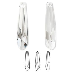 Focal 6pk crystal partially frosted, Swarovski® 56x12mm pendant crystalacite 6017/G