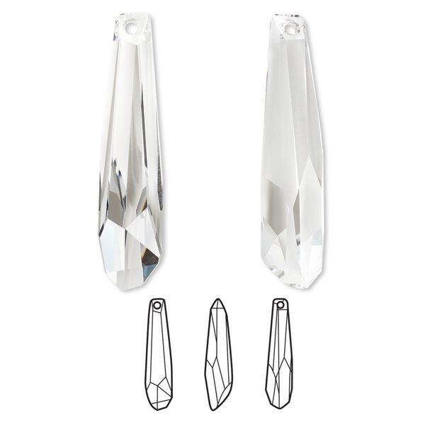 Focal 6pk crystal partially frosted, Swarovski® 56x12mm pendant crystalacite 6017/G image number 0