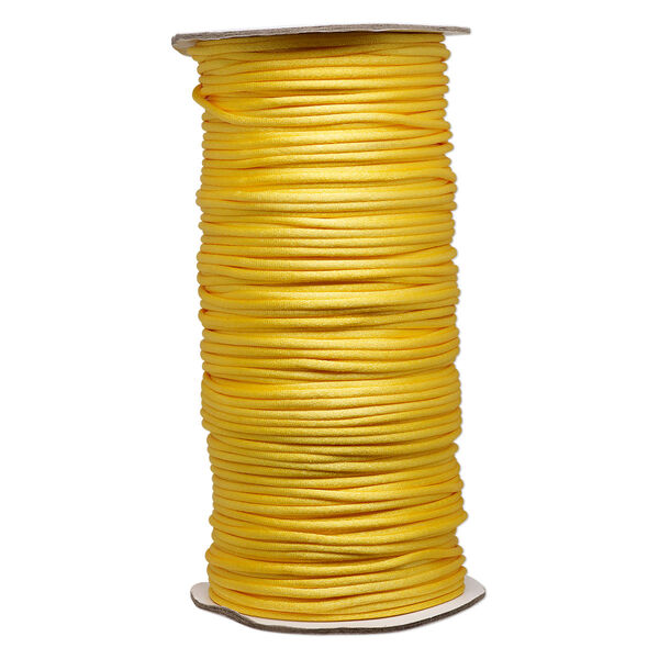 Cord, Satinique™, satin, gold, 2mm regular. Sold per 400-foot spool. image number 0