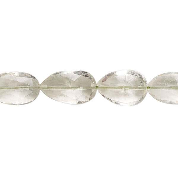 Green quartz 1pkg1, hand-cut faceted puffed teardrop bead 8 inch 10x7mm-14x9mm image number 0