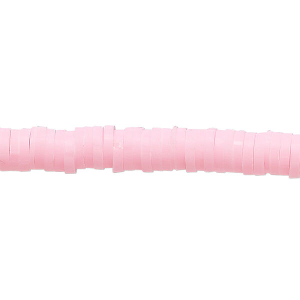 Bead, polymer clay, opaque light pink, 6x1-1/2mm heishi. Sold per pkg of (2) 16-inch strands. image number 0