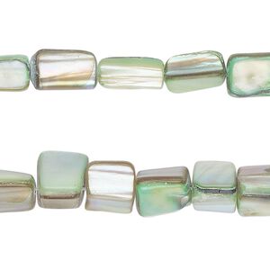 Bead, mother-of-pearl shell (dyed), seafoam, medium to large chip, Mohs hardness 3-1/2. Sold per pkg of (2) 15-inch strands.