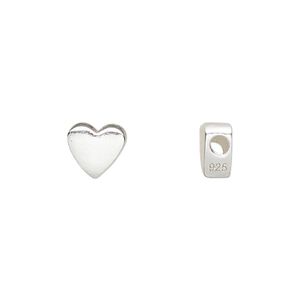 Bead, sterling silver, 4mm top-drilled flat heart. Sold per pkg of 2.