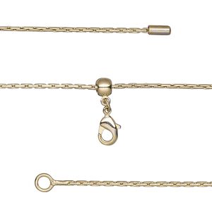 Chain 1pkg1 Boston link, 1mm / lobster claw clasp, gold-finished brass adjustable 16-23.5 inch