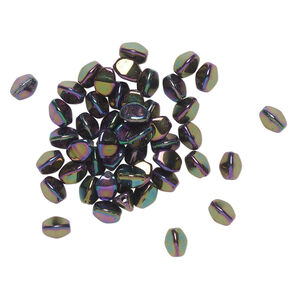 Bead, Preciosa, Czech pressed glass, opaque iris purple, 5x4mm buckwheat. Sold per pkg of 50.