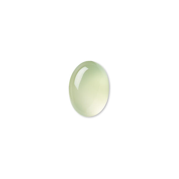 Cabochon, green chalcedony (dyed), light to medium, 14x10mm calibrated oval, B grade, Mohs hardness 6-1/2 to 7. Sold per pkg of 2. image number 0