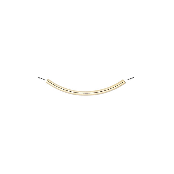 Bead, gold-plated brass, 20x1.2mm curved tube. Sold per pkg of 100. image number 0