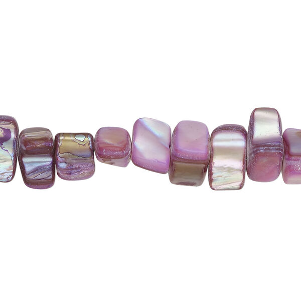 Mother-of-pearl shell 1pkg1, triangle tube bead 15 inch thistle 8x4mm-12x6mm image number 0