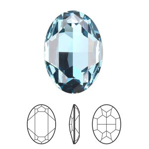 Fancy stone 24pk aquamarine foil back, Swarovski® 30x22mm oval 4127