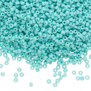 Seed bead, Miyuki, glass, pkg/25g, #11 rocaille, opaque matte sea opal, (RR-412L/F).