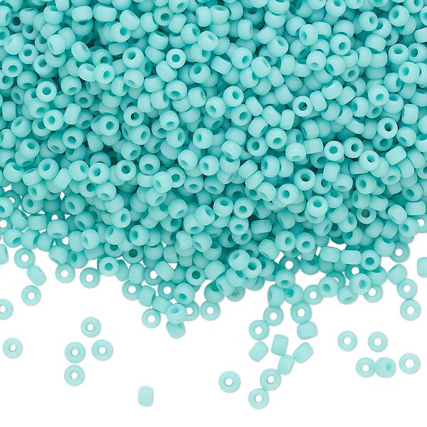 Seed bead, Miyuki, glass, pkg/25g, #11 rocaille, opaque matte sea opal, (RR-412L/F). image number 0