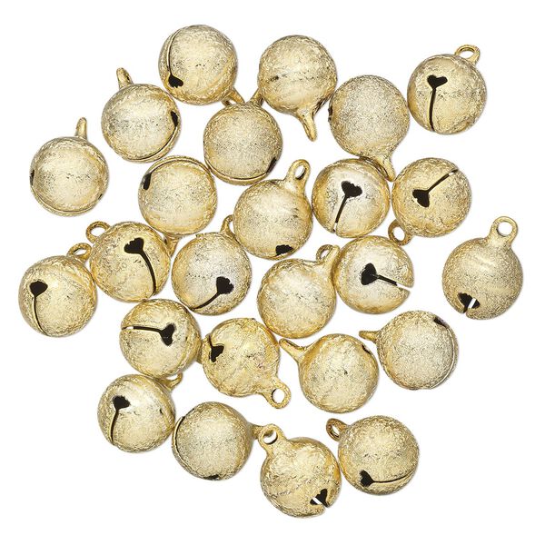 Bell, gold-finished brass, 12mm stardust round. Sold per pkg of 25. image number 0