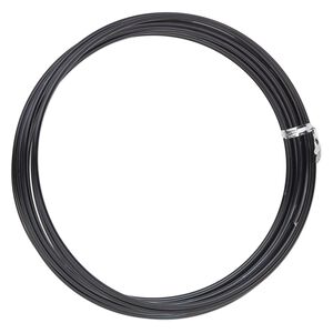 Wire, anodized aluminum, black, 2.5mm round, 10 gauge. Sold per pkg of 18 feet.