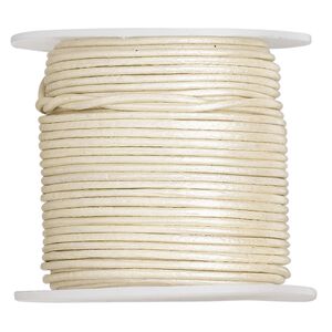 Cord, leather (coated), metallic beige, 1-1.2mm. Sold per 25-yard spool.