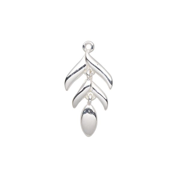 Charm, sterling silver, 20x11.5mm leaves. Sold individually. image number 0