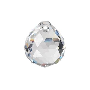 Drop 65pk clear, Asfour Crystal 23x20mm top-drilled triangle-faceted round teardrop