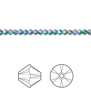 Bead 1pkg144 majestic green shimmer 2X, Crystal Passions®, 3mm bicone 5328