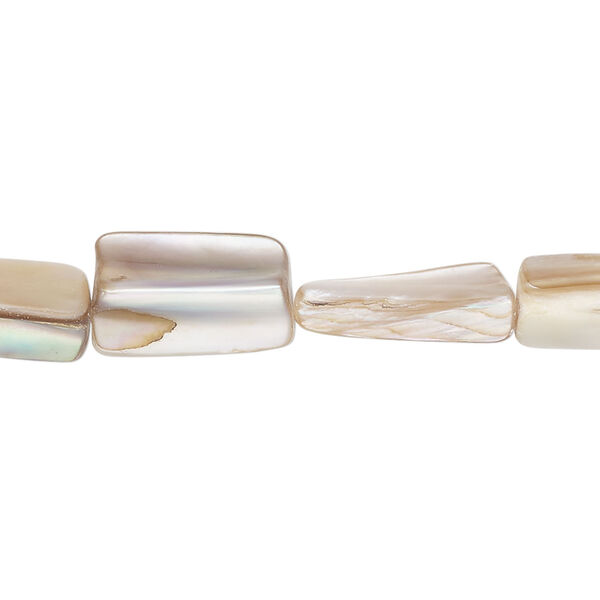 Mother-of-pearl shell 1pkg1, stick bead 14 inch tan 13x5mm-17x9mm image number 0