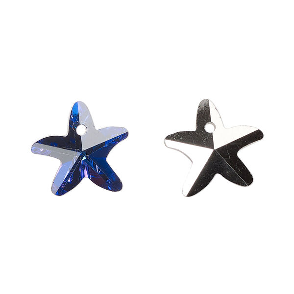 Drop, glass, opaque clear purple passion, 14mm starfish. Sold per pkg of 10. image number 0