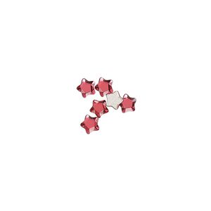 Flat back 6pk scarlet foil back, Crystal Passions® 4mm star flower 3754