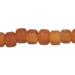 Bead 1pkg1 glass, 9x7mm crow 24 inch, translucent matte burnt umber