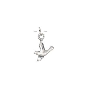 Charm, antiqued sterling silver, 11x11mm bird. Sold per pkg of 2.