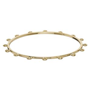 Bracelet component, bangle, gold-plated brass, 2mm wide with 16 closed loops, 7-1/2 inches. Sold individually.