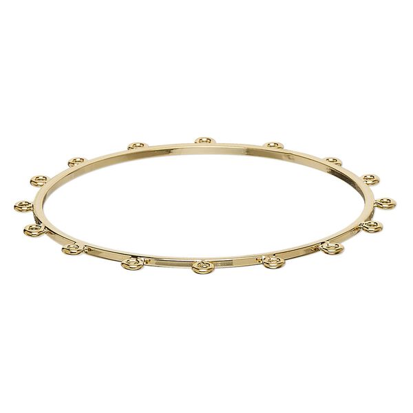 Bracelet component, bangle, gold-plated brass, 2mm wide with 16 closed loops, 7-1/2 inches. Sold individually. image number 0